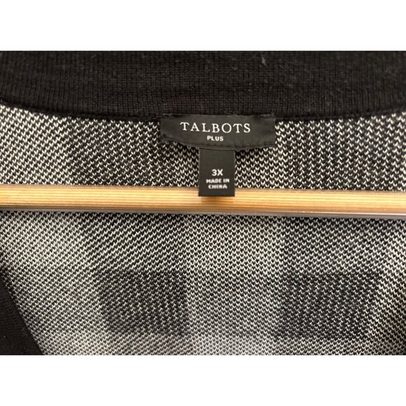 NWOT Talbots Plus Size 3X Black White Buffalo Check Plaid Cardigan Relaxed - Picture 3 of 5